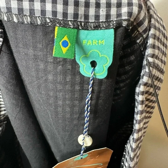 Farm Rio Black Gingham Ruffle Mini Dress Small - Picture 4 of 9